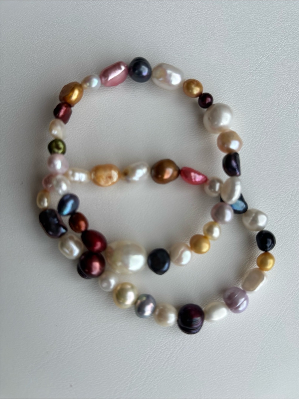 NWT MULTI-Color Cultured Freshwater Pearl Stretch stack Bracelet Set | Set of 2 - Picture 10 of 12